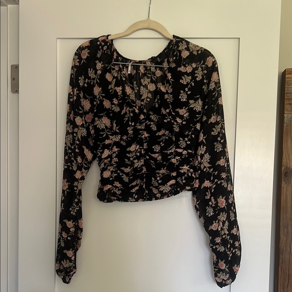 Free People Floral Black Blouse - Picture 1 of 10